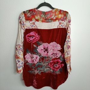 Aratta Silent Journey Button up Tunic Shirt Velvet XS